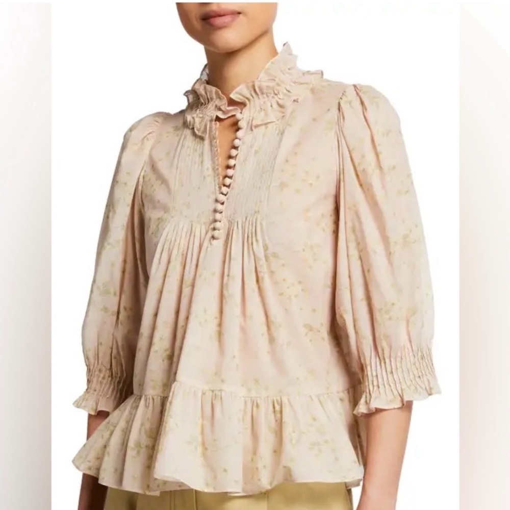 Rebecca Taylor Adela Viole Blush Floral Blouse